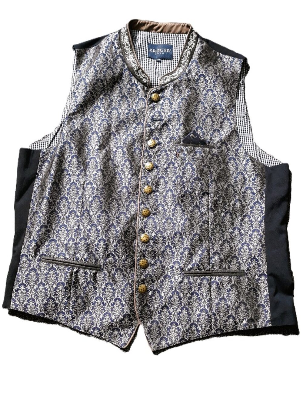 Kruger Dirndl Traditional Vest & Pocket Square 58 EU/48 US German Bavarian
